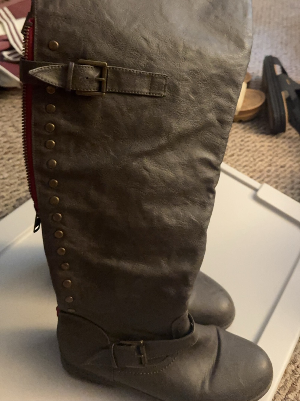 Journee Collection Over the Knee Taupe Wide Calf Boot